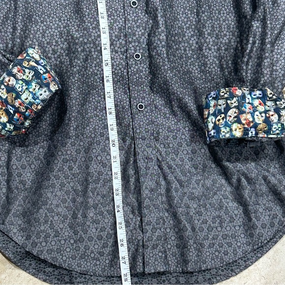 Robert Graham Gray Geometric Shirt with Colorful Collar Men’s S - Picture 7 of 8